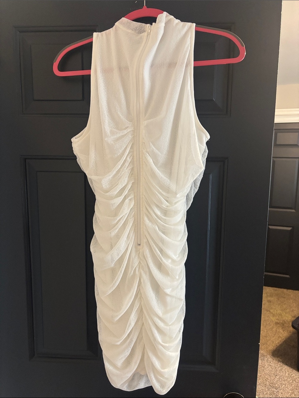 Lulus White Sleeveless Ruched Cocktail Dress - Picture 3 of 3
